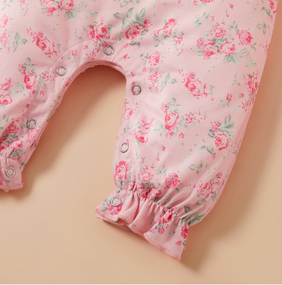 2-piece Baby Floral Ruffled Jumpsuit with Headband - Picture 2 of 3